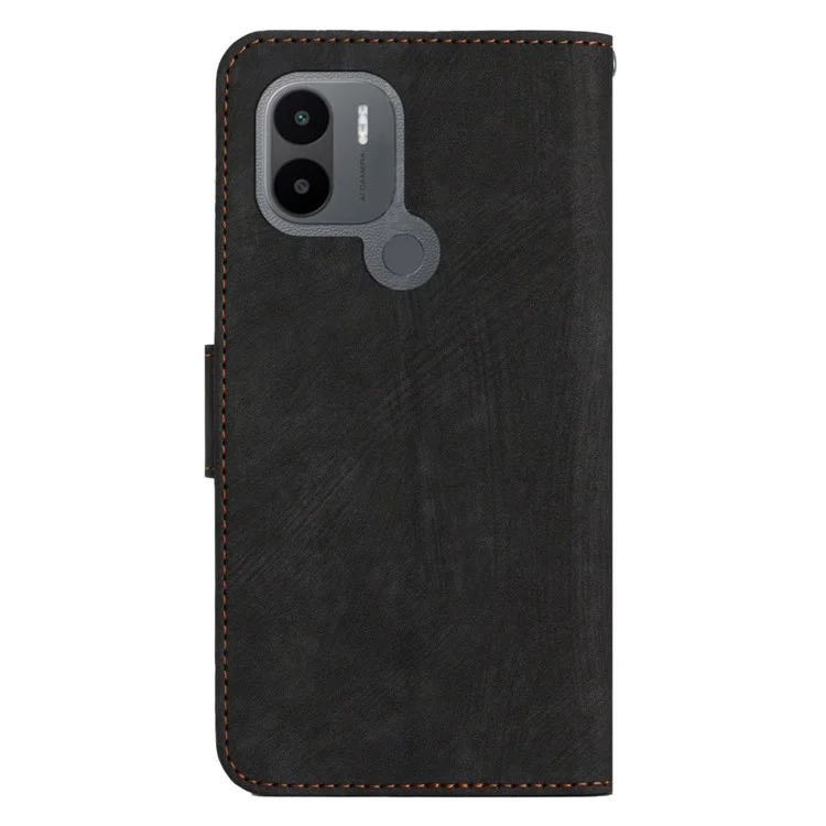Per Xiaomi Redmi A1+ 4G Wallet Telefono Custodia a Strisce Anti-Drop Cover Class Magnetico Cucciolo di Pelle PU Con Cinghia Con Cinturino - Nero