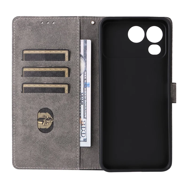 Étui portefeuille pour itel A200 / itel A200+ - Étui en cuir PU avec fonction RFID et support intégré, avec sangle - Marron