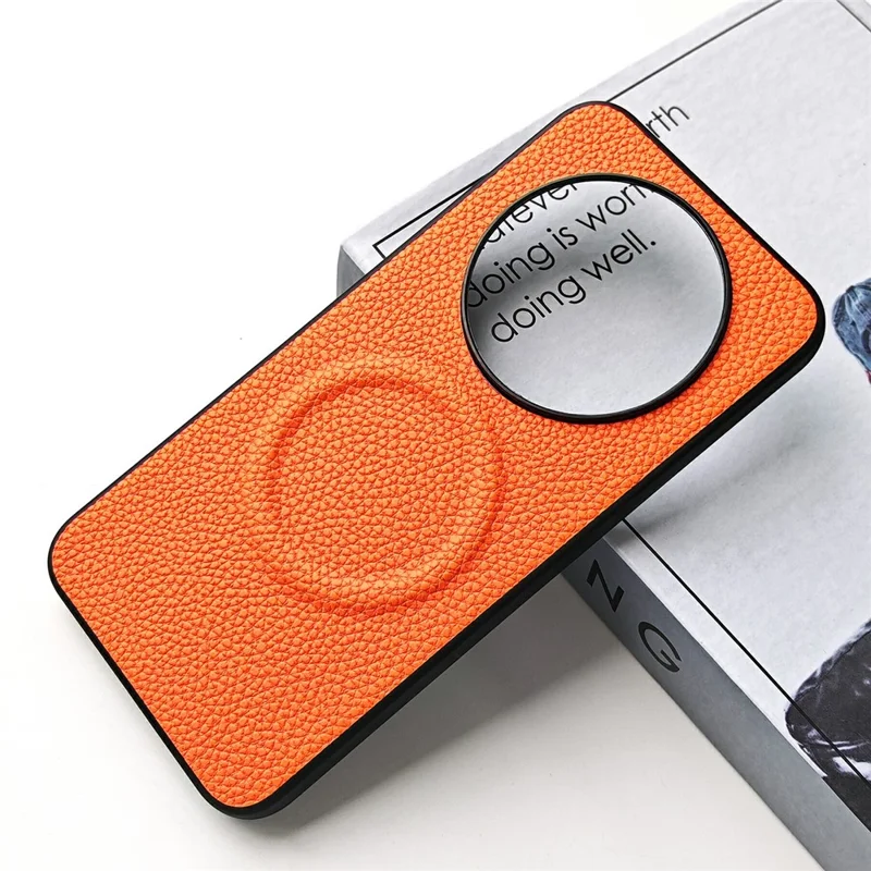 Für Honor X80 Pro Max 5G Magnetische Hülle Litschi-Textur PU-Leder beschichtet PC + TPU Schutzhülle - Orange