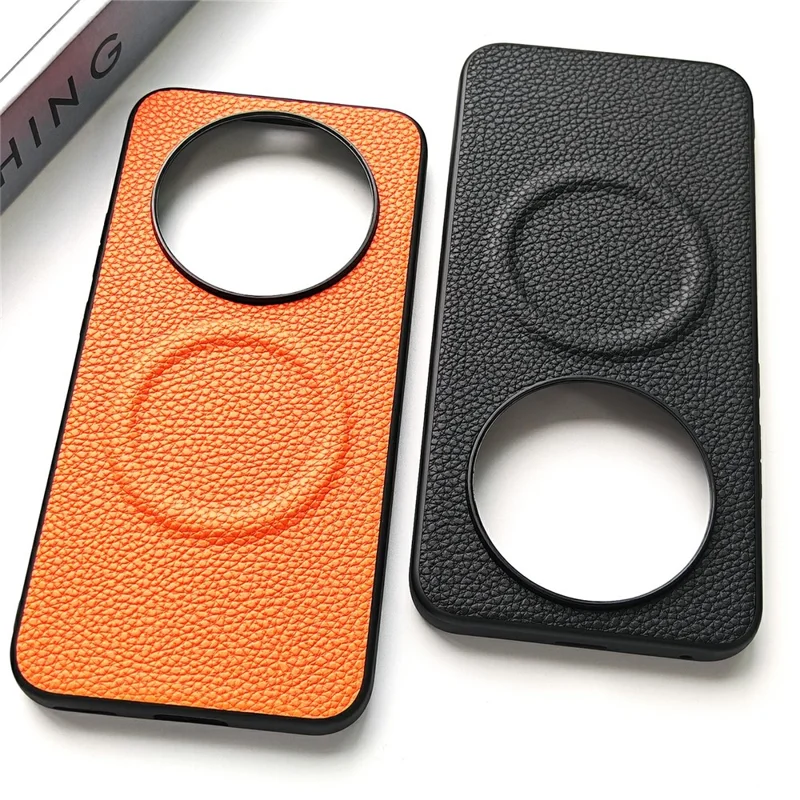Für Honor X80 Pro Max 5G Magnetische Hülle Litschi-Textur PU-Leder beschichtet PC + TPU Schutzhülle - Orange
