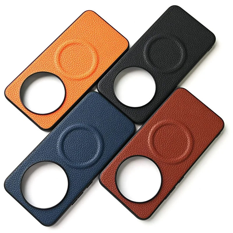 Für Honor X80 Pro Max 5G Magnetische Hülle Litschi-Textur PU-Leder beschichtet PC + TPU Schutzhülle - Orange