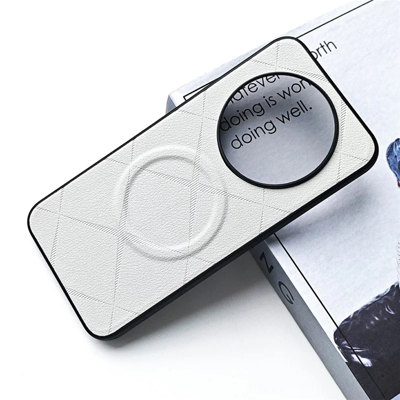 X-Patterned TPU PU Leather PC Anti-Drop Phone Cover z magnesem dla Honor X80 Pro Max 5G – Biały