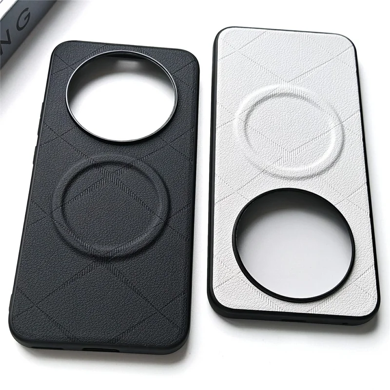 X-Patterned TPU PU Leather PC Anti-Drop Phone Cover z magnesem dla Honor X80 Pro Max 5G – Biały