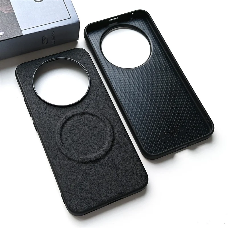 X-Patterned TPU PU Leather PC Anti-Drop Phone Cover z magnesem dla Honor X80 Pro Max 5G – Biały