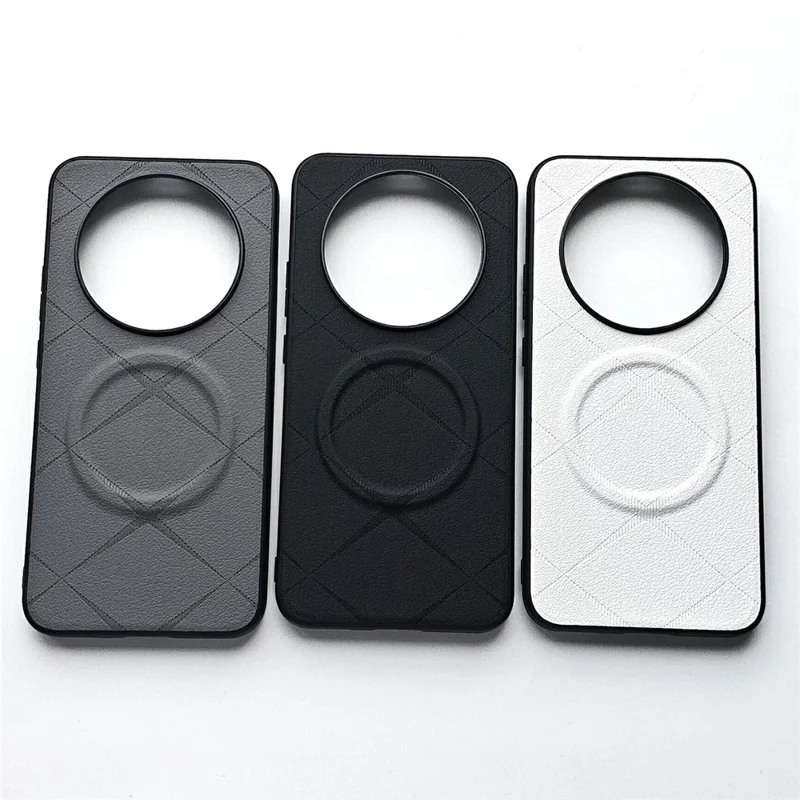 X-Patterned TPU PU Leather PC Anti-Drop Phone Cover z magnesem dla Honor X80 Pro Max 5G – Biały
