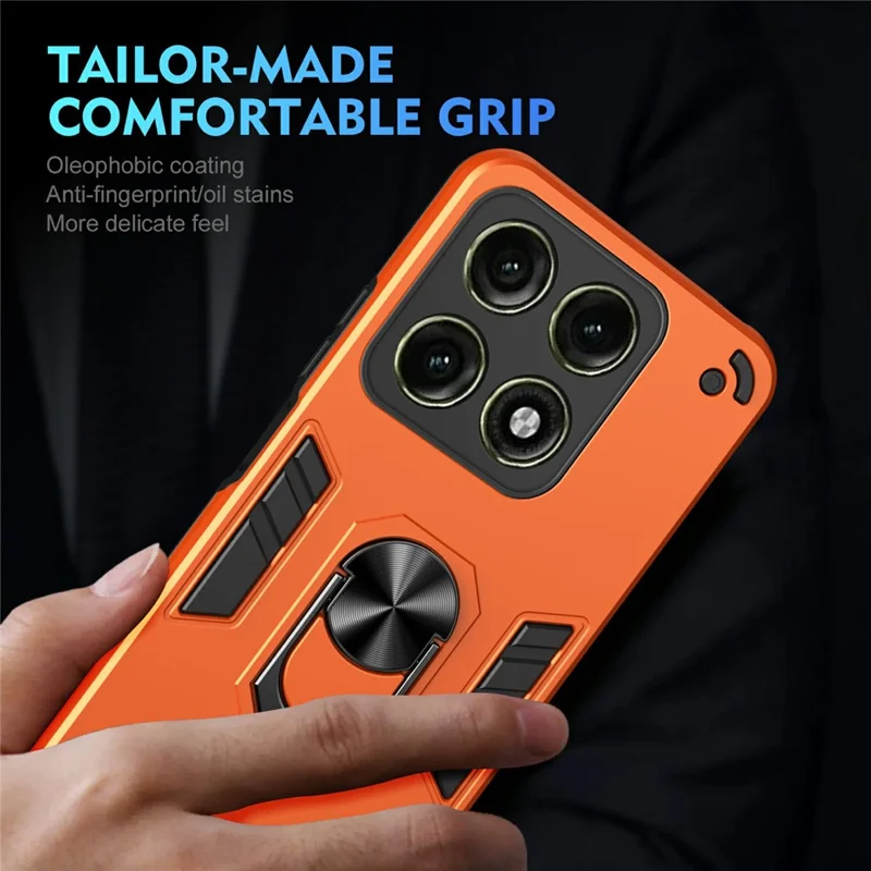 For Motorola Edge 70 Pro 5G Case PC + TPU Drop Defend Phone Cover with Ring Kickstand - Orange