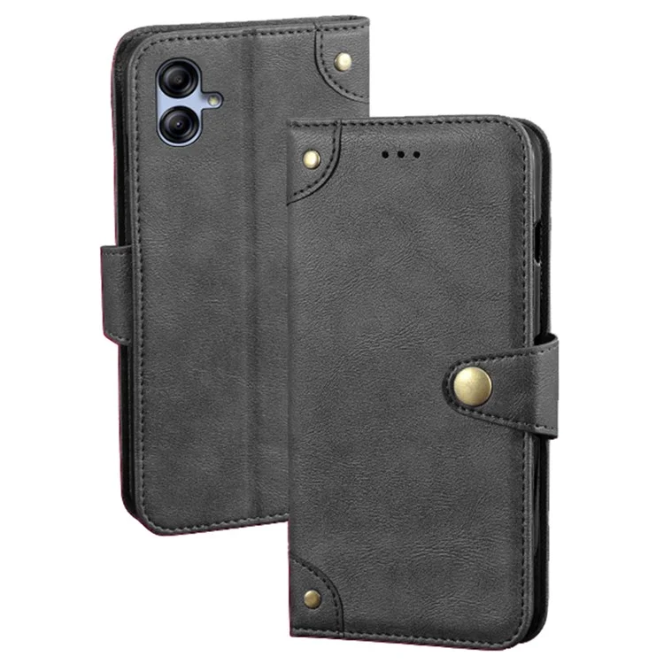 IDEWEI für Samsung Galaxy A04e 4G / F04 4G / M04 4G Smartphone Flip-Hülle, Kratzer-fest, feine Textur TPU+PU Leder Brieftasche, Ständer, Handyhülle - Schwarz