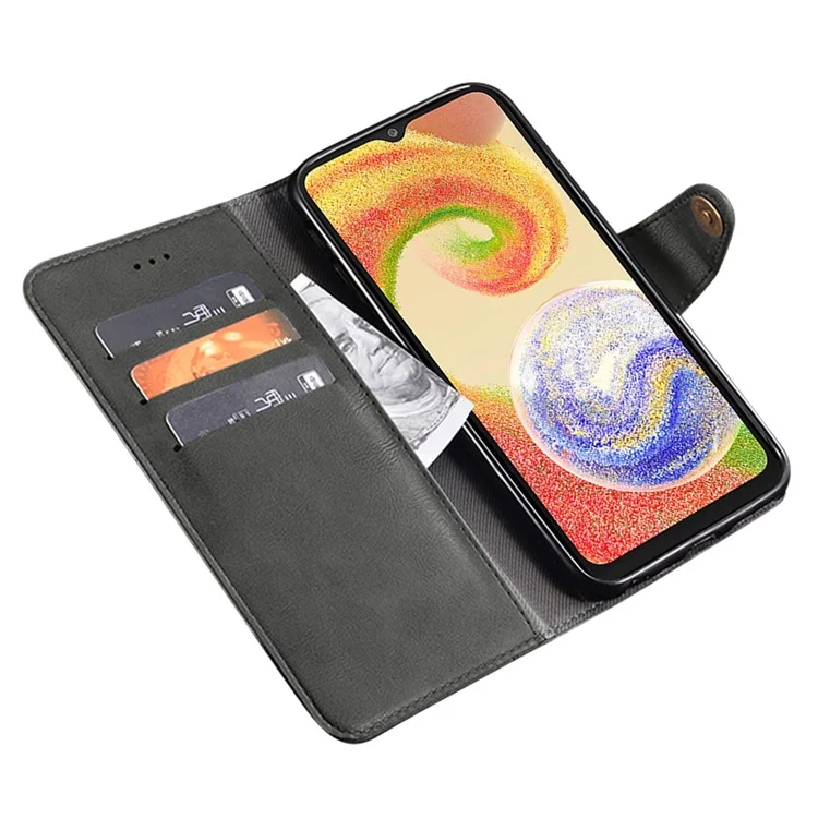 IDEWEI für Samsung Galaxy A04e 4G / F04 4G / M04 4G Smartphone Flip-Hülle, Kratzer-fest, feine Textur TPU+PU Leder Brieftasche, Ständer, Handyhülle - Schwarz
