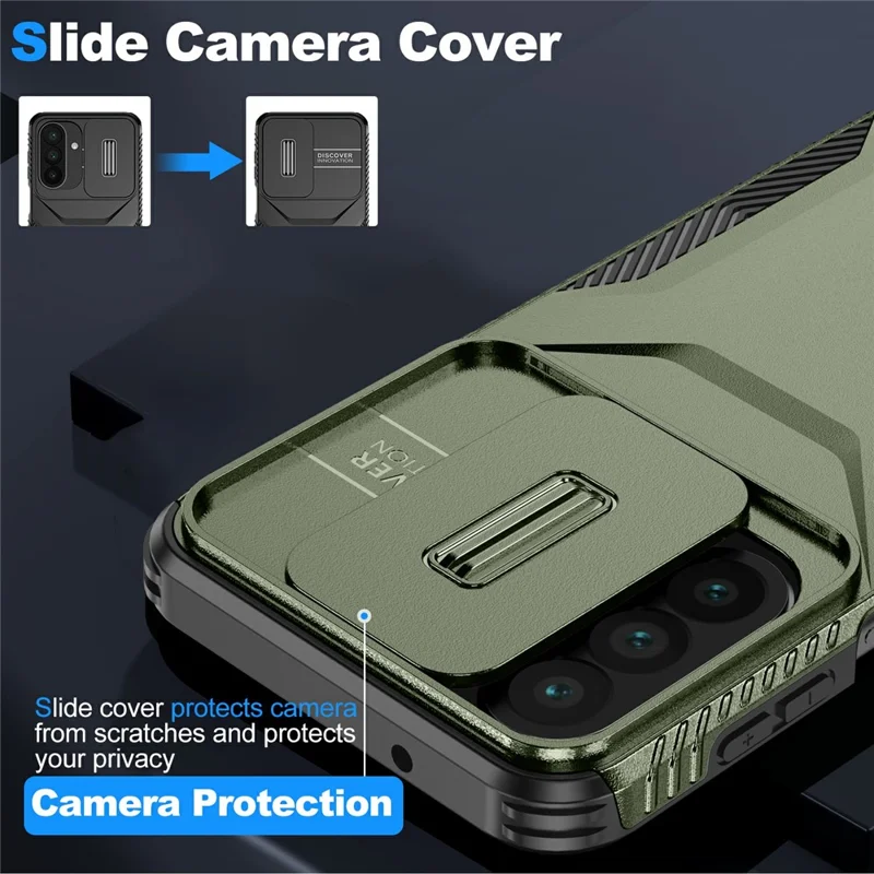 For Samsung Galaxy A27 5G Case Camshield TPU + PC Phone Cover Non-Slip Side Edge - Green