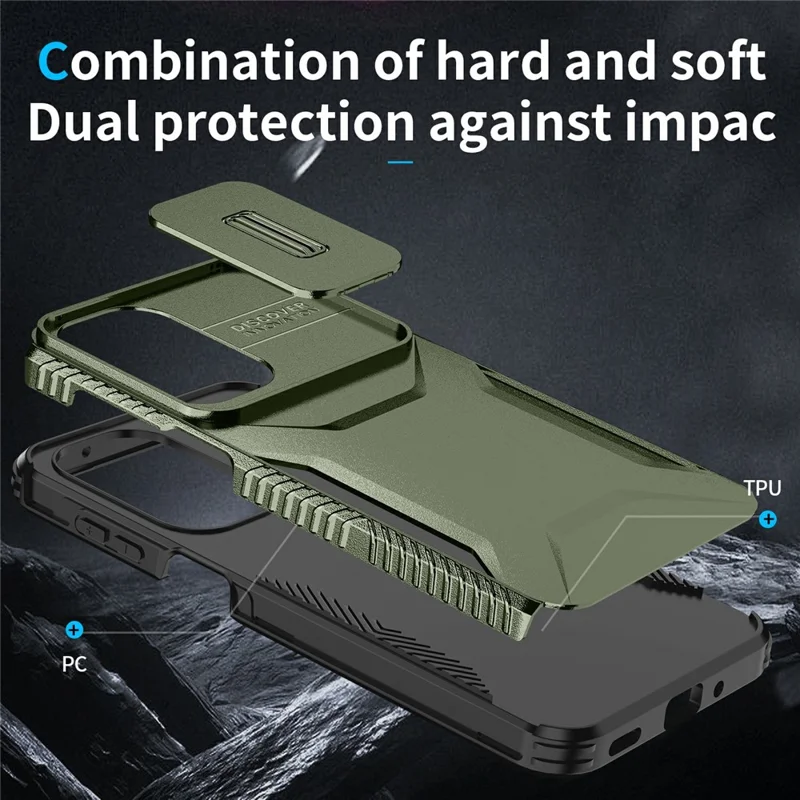 For Samsung Galaxy A27 5G Case Camshield TPU + PC Phone Cover Non-Slip Side Edge - Green