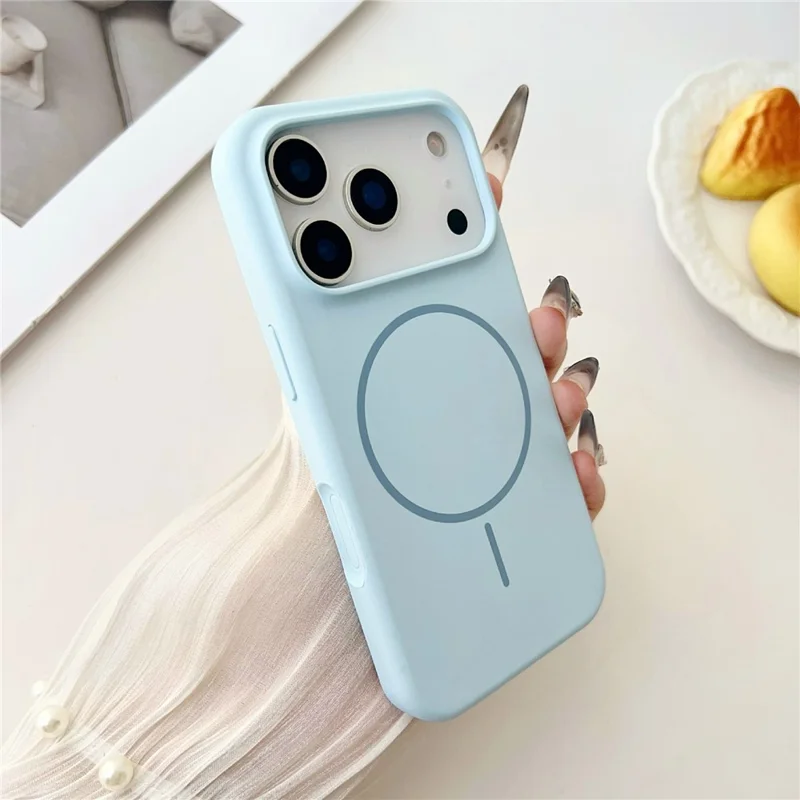 Cover magnetico per iPhone 18 Pro Max, custodia posteriore in silicone liquido antiurto - Blu