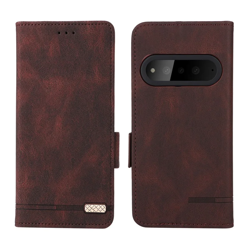For Natural AI Phone Case Leather Wallet Flip Phone Cover with Hardware Decor - Coffee