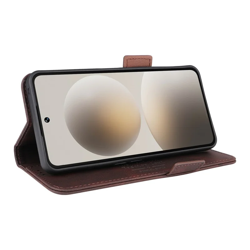 For Natural AI Phone Case Leather Wallet Flip Phone Cover with Hardware Decor - Coffee