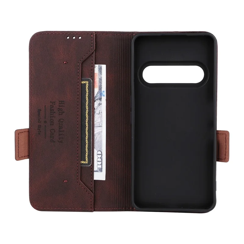 For Natural AI Phone Case Leather Wallet Flip Phone Cover with Hardware Decor - Coffee