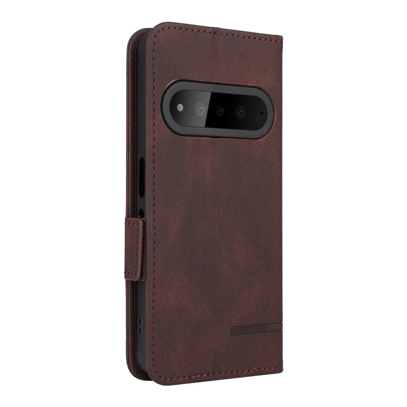 For Natural AI Phone Case Leather Wallet Flip Phone Cover with Hardware Decor - Coffee