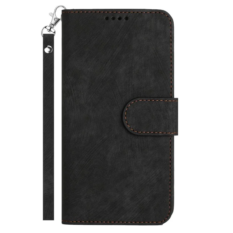 Para Iphone 14 Plus Stripe Pattern Phone Case Anti-Drop Wallet Folio Cover Cabine Magnetic PU Stand Stand Com Cinta - Preto