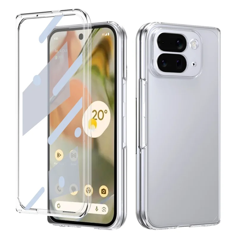 For Google Pixel 10 Pro Fold Case Clear PC Phone Cover with High Aluminium-silicon Glass Film - Transparent