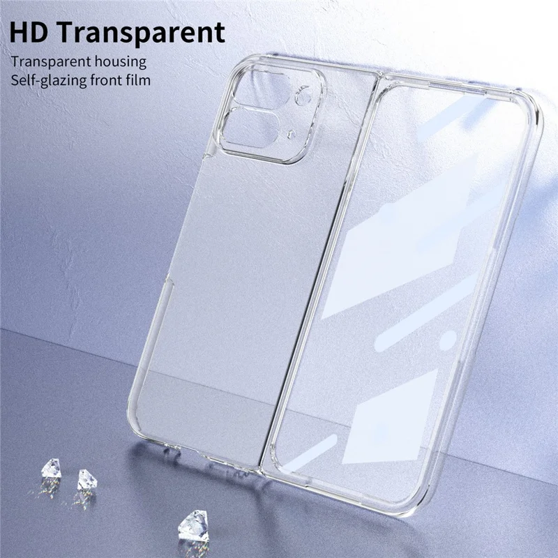 For Google Pixel 10 Pro Fold Case Clear PC Phone Cover with High Aluminium-silicon Glass Film - Transparent