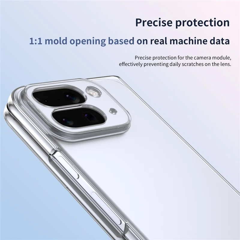 For Google Pixel 10 Pro Fold Case Clear PC Phone Cover with High Aluminium-silicon Glass Film - Transparent