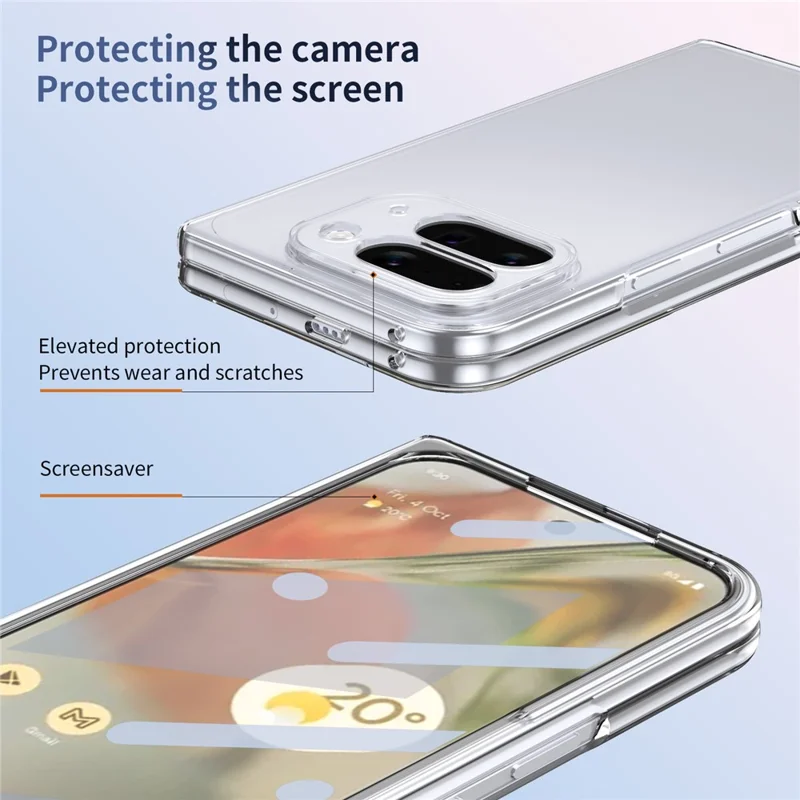 For Google Pixel 10 Pro Fold Case Clear PC Phone Cover with High Aluminium-silicon Glass Film - Transparent