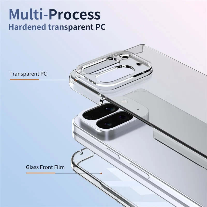 For Google Pixel 10 Pro Fold Case Clear PC Phone Cover with High Aluminium-silicon Glass Film - Transparent