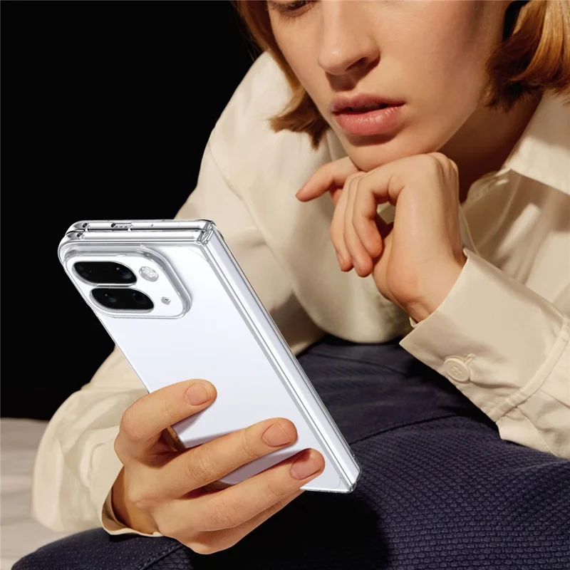 For Google Pixel 10 Pro Fold Case Clear PC Phone Cover with High Aluminium-silicon Glass Film - Transparent