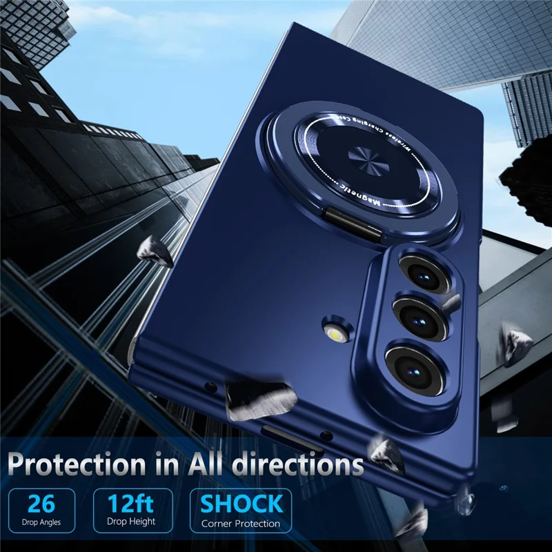 For Samsung Galaxy Z Fold8 Ultra Case Magnetic Rotatable Ring Kickstand PC Folding Phone Cover - Blue