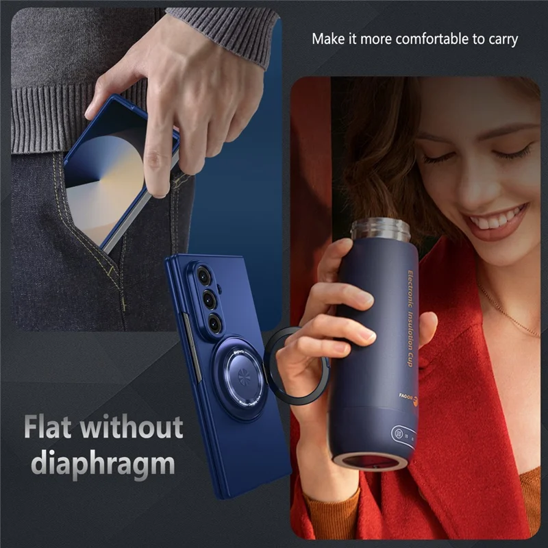 For Samsung Galaxy Z Fold8 Ultra Case Magnetic Rotatable Ring Kickstand PC Folding Phone Cover - Blue