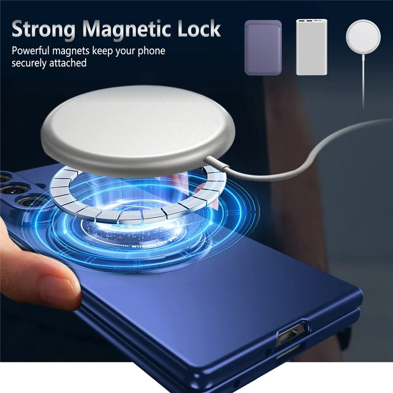 For Samsung Galaxy Z Fold8 Ultra Case Magnetic Rotatable Ring Kickstand PC Folding Phone Cover - Blue