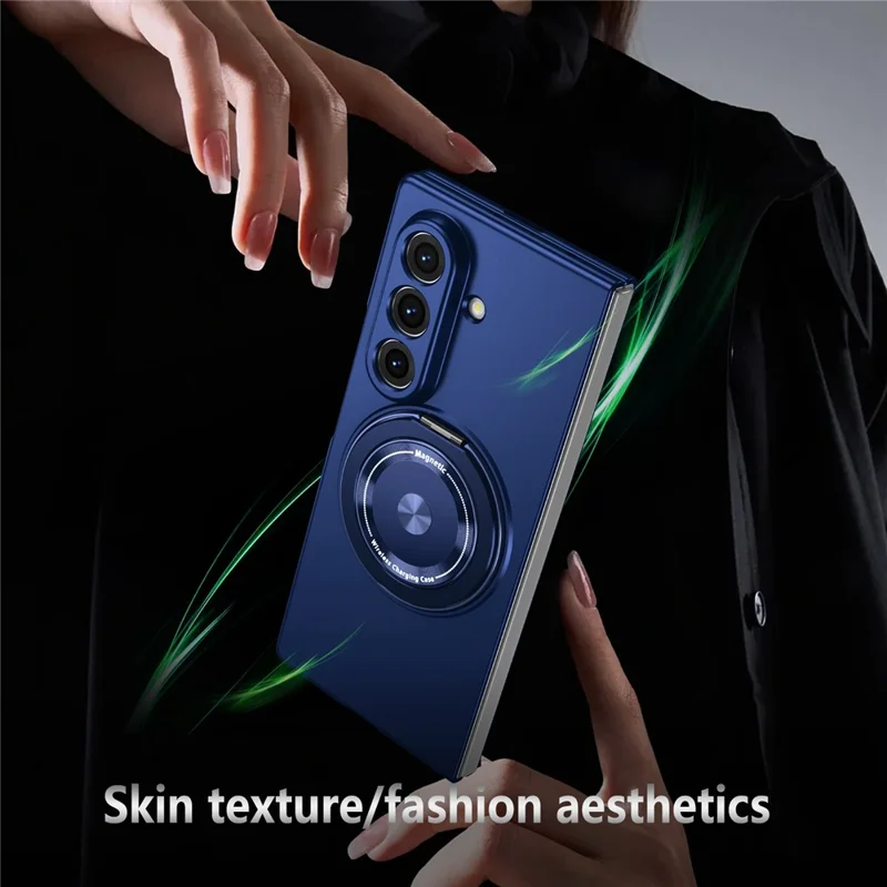 For Samsung Galaxy Z Fold8 Ultra Case Magnetic Rotatable Ring Kickstand PC Folding Phone Cover - Blue
