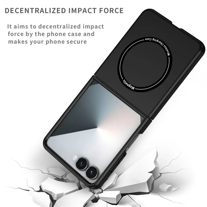 For Samsung Galaxy Z Flip7 5G Magnetic Case Folding Phone PC Cover - Black