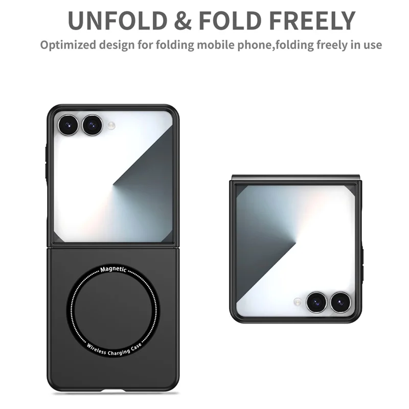 For Samsung Galaxy Z Flip7 5G Magnetic Case Folding Phone PC Cover - Black