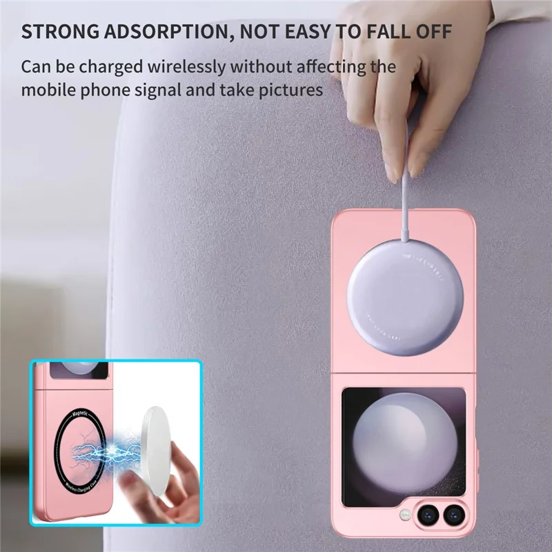 For Samsung Galaxy Z Flip7 FE 5G  /  Z Flip6 5G Magnetic Case Folding Phone PC Cover - Pink