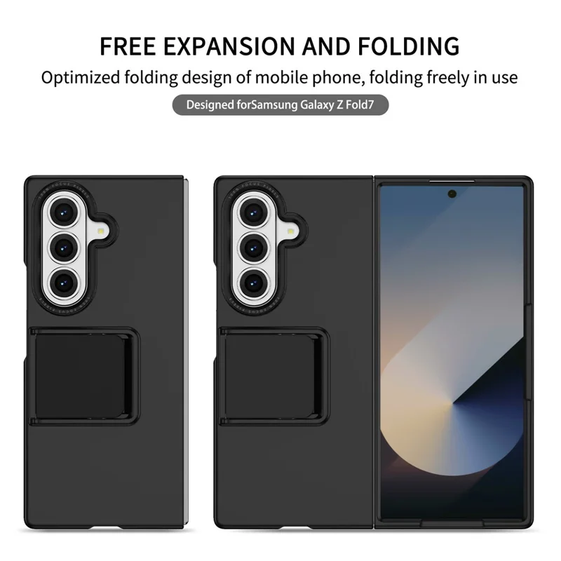 For Samsung Galaxy Z Fold8 Ultra Case Kickstand Hard PC Folding Phone Cover - Black