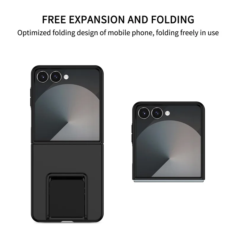 For Samsung Galaxy Z Flip7 5G Case Kickstand Hard PC Folding Phone Cover - Black