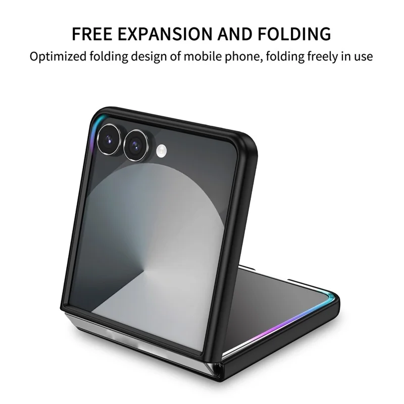 For Samsung Galaxy Z Flip7 5G Case Kickstand Hard PC Folding Phone Cover - Black