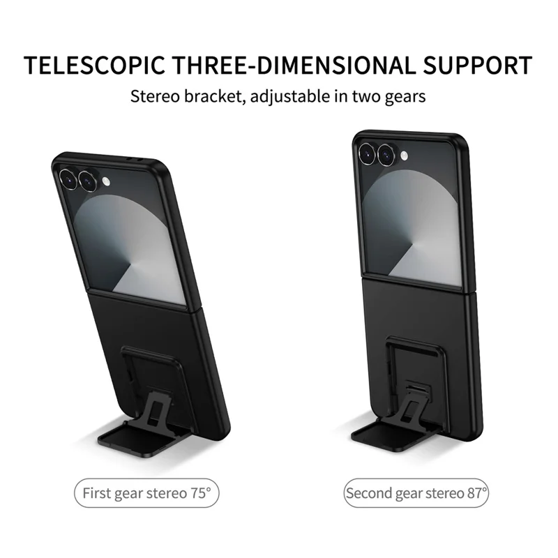 For Samsung Galaxy Z Flip7 5G Case Kickstand Hard PC Folding Phone Cover - Black