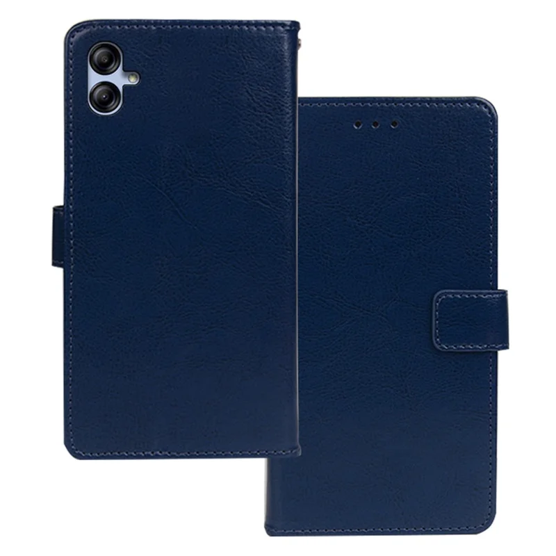 IDEWEI For Samsung Galaxy A04e 4G / F04 4G / M04 4G Magnetic Clasp Phone Case Crazy Horse Texture PU Leather Stand Wallet Cover - Blue