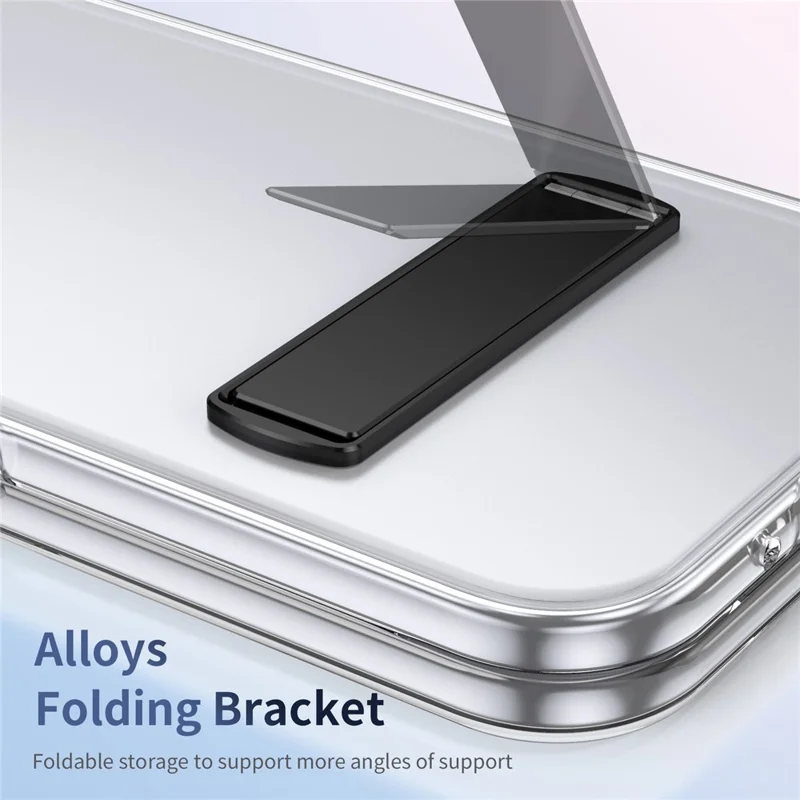 For Google Pixel 10 Pro Fold Case Foldable Kickstand Clear PC Phone Cover with High Aluminium-silicon Glass Film - Black