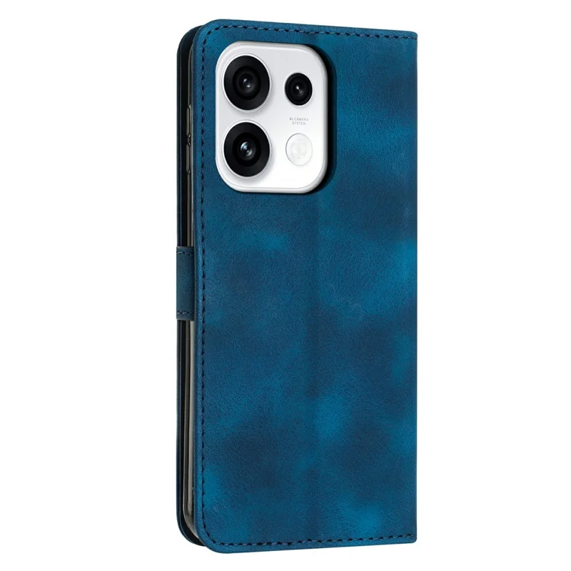 For Oppo Reno16 F 5G / Reno16 FS 5G Leather Case Imprinted Triangle Phone Cover with Hand Strap - Blue