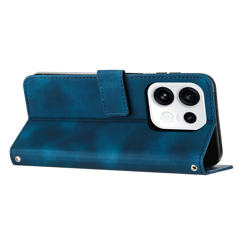 For Oppo Reno16 F 5G / Reno16 FS 5G Leather Case Imprinted Triangle Phone Cover with Hand Strap - Blue