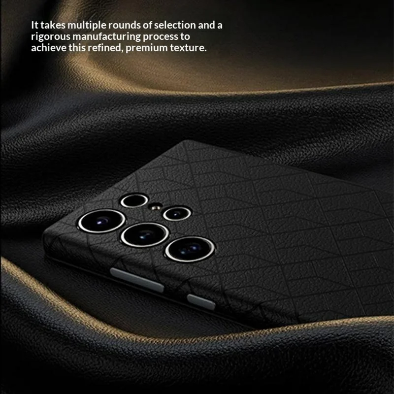 For Samsung Galaxy S26 Ultra Magnetic Case Imprinted Geometric Pattern Leather Coated PC + TPU Phone Cover - Black - 2
