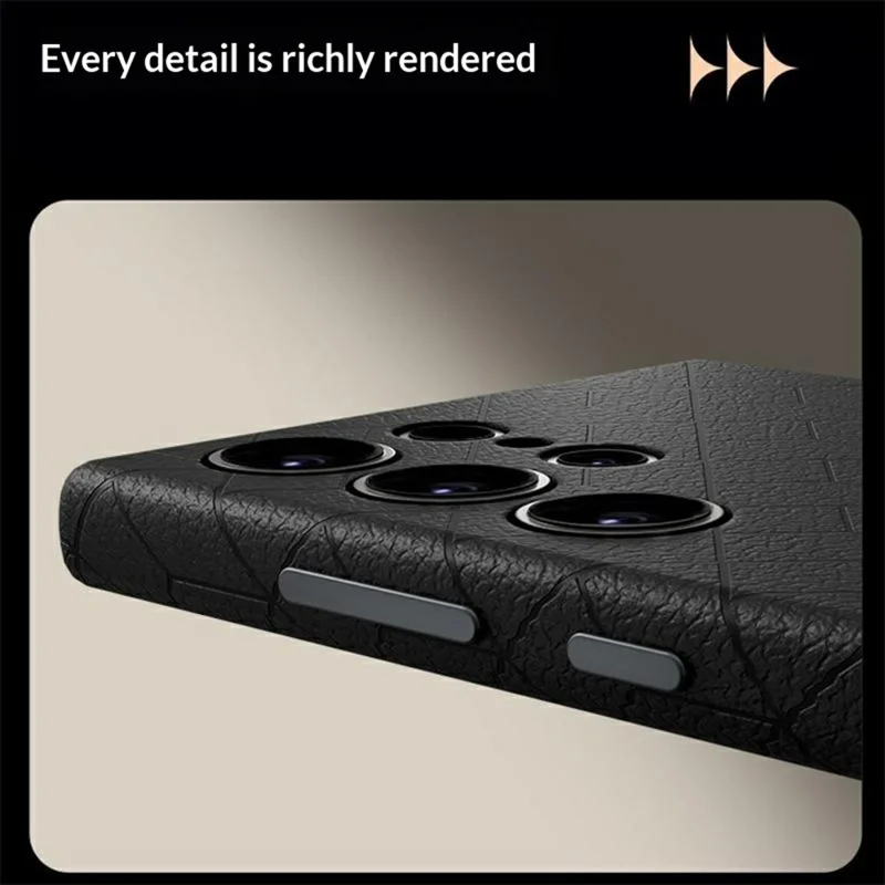 For Samsung Galaxy S26 Ultra Magnetic Case Imprinted Geometric Pattern Leather Coated PC + TPU Phone Cover - Black - 4