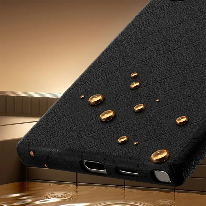 For Samsung Galaxy S26 Ultra Magnetic Case Imprinted Geometric Pattern Leather Coated PC + TPU Phone Cover - Black - 6