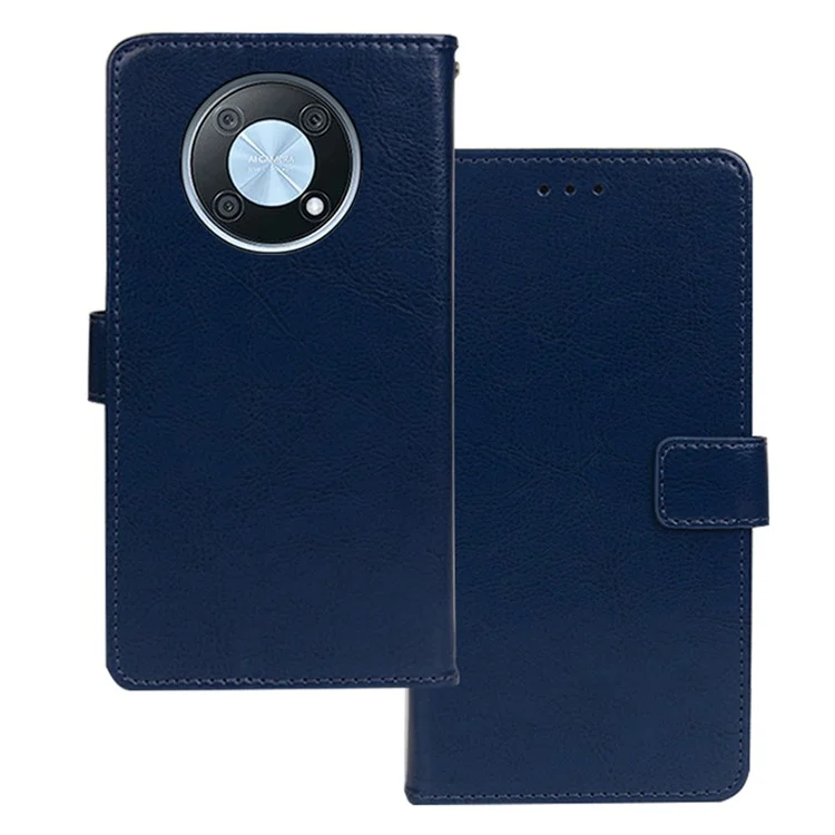 IDEWEI For Huawei nova Y90 4G Crazy Horse Texture Wallet Stand Phone Case PU Leather Anti-scratch Cover - Blue