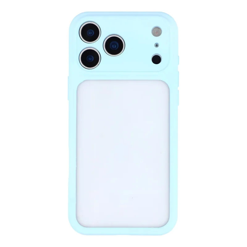 For iPhone 17 Pro Case Groot Venster TPU + PC Rubberized Hoesje met Polsbandje - Blauw