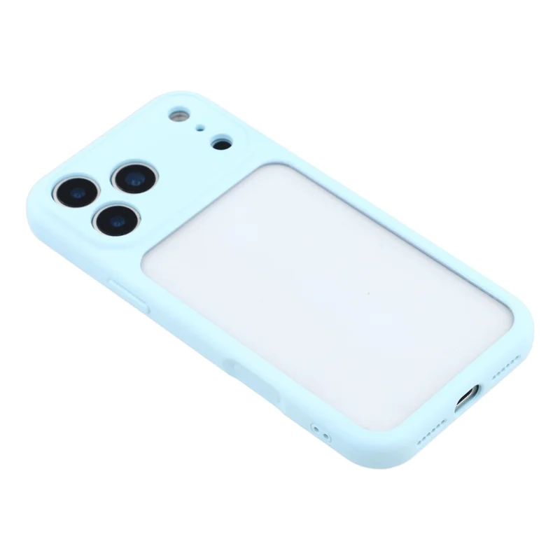 For iPhone 17 Pro Case Groot Venster TPU + PC Rubberized Hoesje met Polsbandje - Blauw