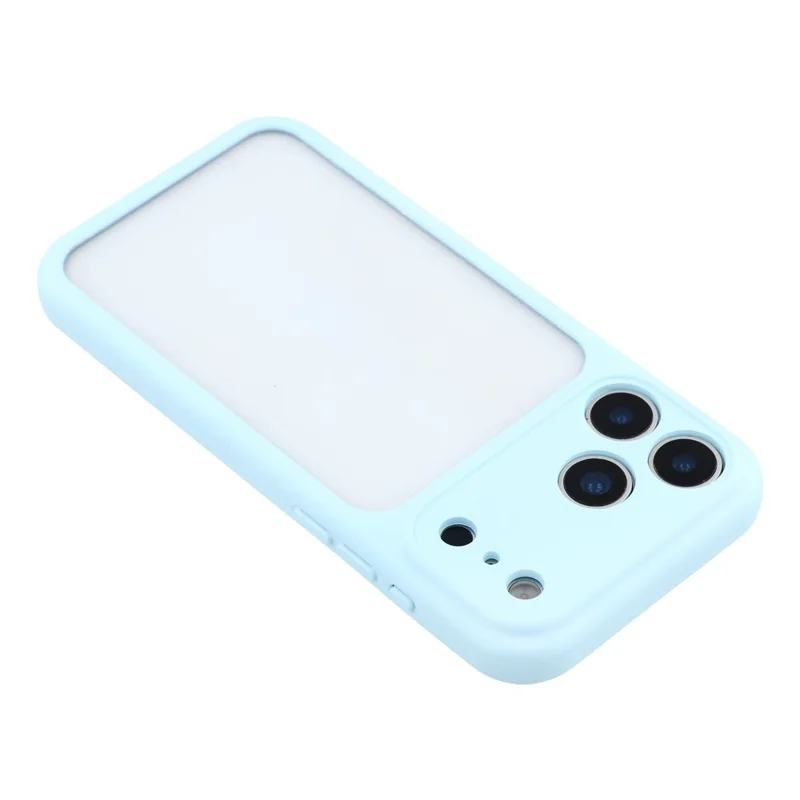 For iPhone 17 Pro Case Groot Venster TPU + PC Rubberized Hoesje met Polsbandje - Blauw