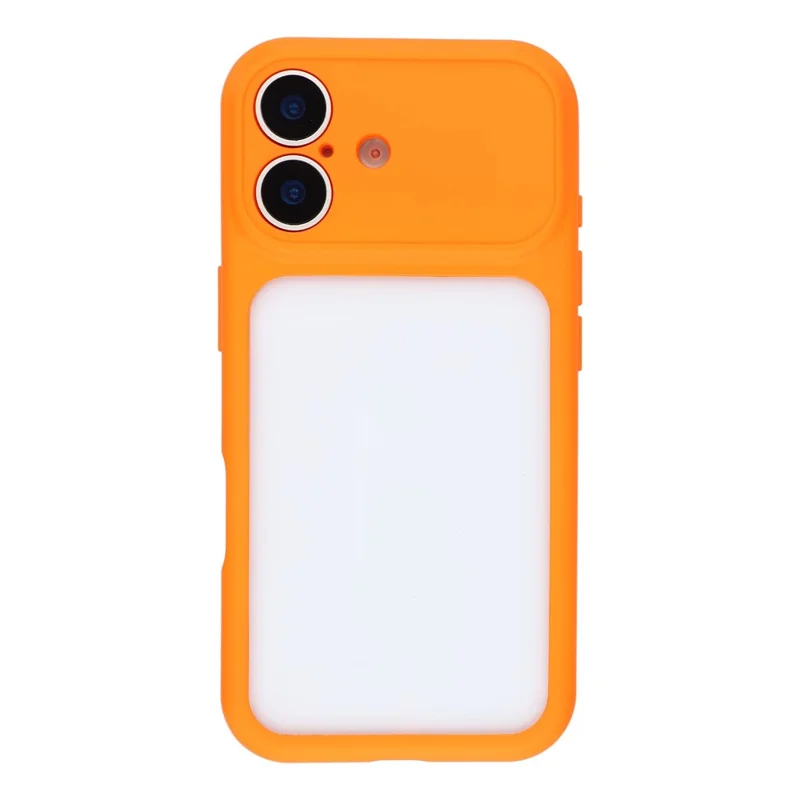For iPhone 17 Case Large Window TPU + PC Rubberized Phone Cover with Wrist Strap - Orange