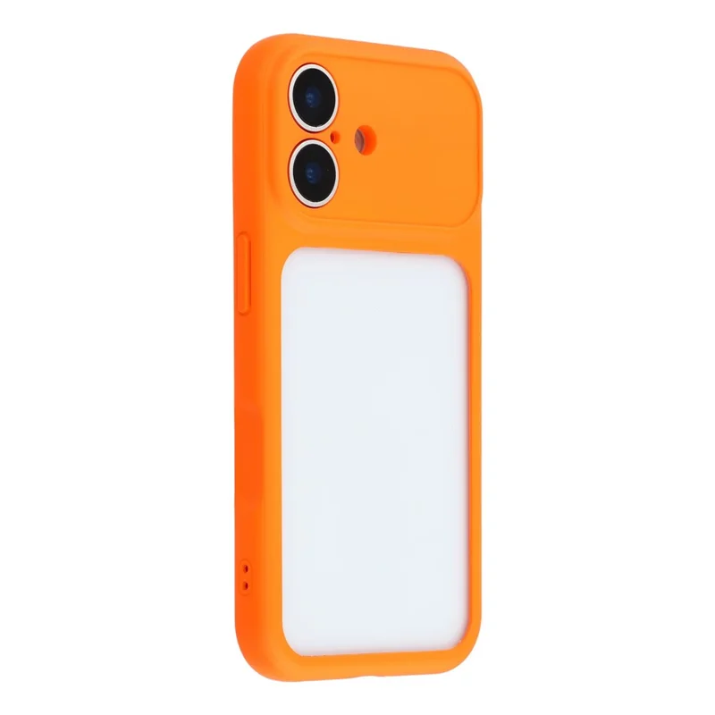 For iPhone 17 Case Large Window TPU + PC Rubberized Phone Cover with Wrist Strap - Orange